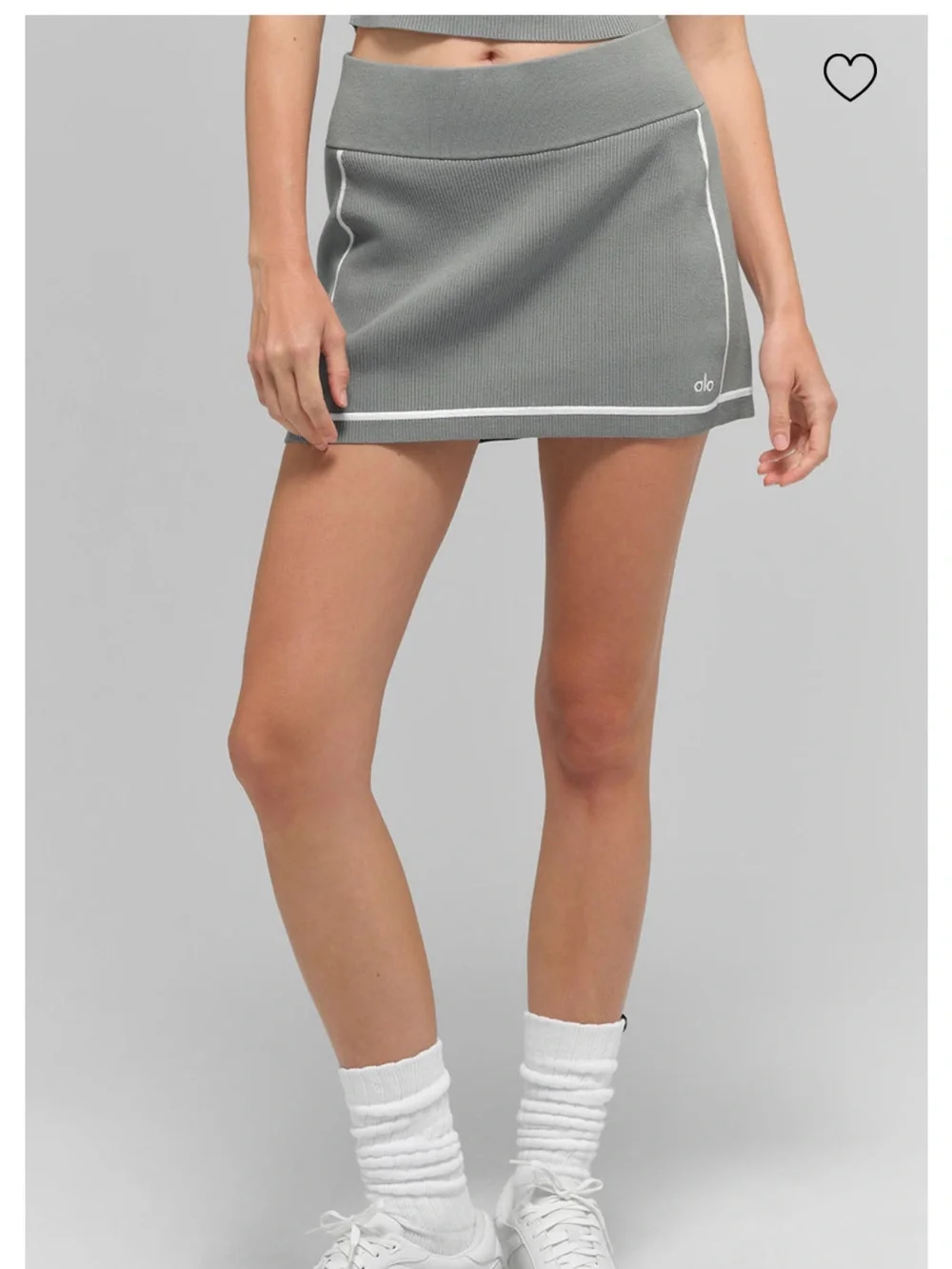 Alo yoga Ribbed Sweater Knit Highline Mini Skirt - Grey/White size S